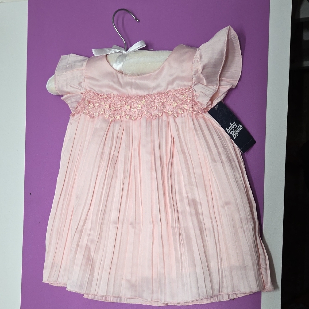 Pink Baby Dress with Ruffle Sleeves